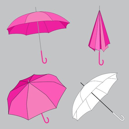 women's umbrella from different anglesのイラスト素材