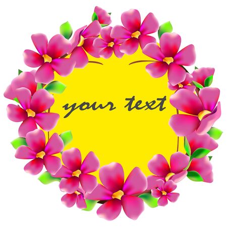Wreath with bright flowers for greetingsのイラスト素材