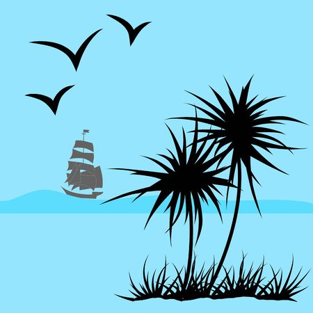 Summer background with a seascapeのイラスト素材