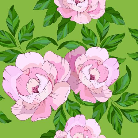 seamless pattern with pink pionsのイラスト素材