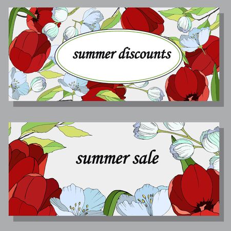 cards for greetings with a holiday, in floral styleのイラスト素材