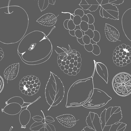 seamless pattern with fruit, graphic drawingのイラスト素材
