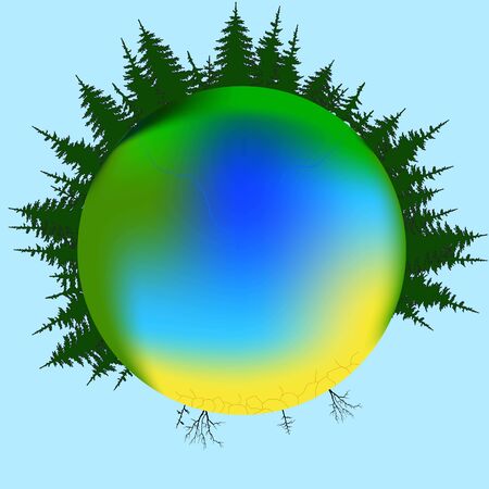 the forest and the desert on the planet earthのイラスト素材