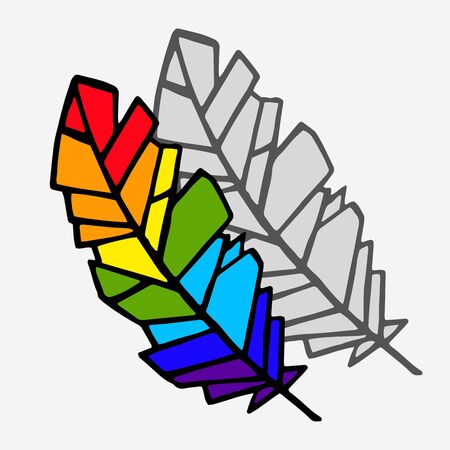 stylized feather in bright and gray colorsのイラスト素材
