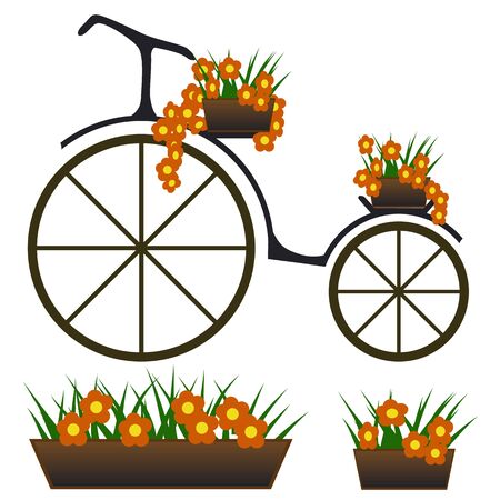 fabulous bike with flowersのイラスト素材