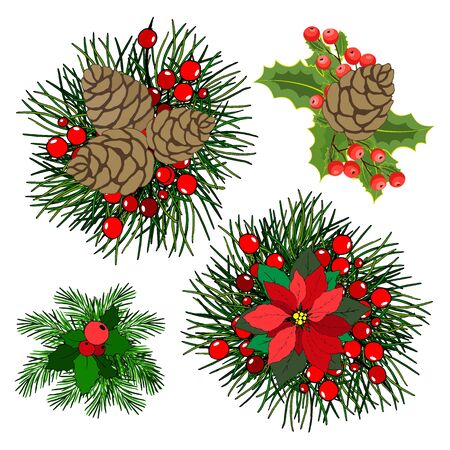 Vector set of  design elements. Christmas decorations isolated on white backgroundのイラスト素材
