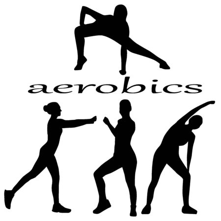 people who are engaged in aerobics, vector illustration, isolate on a white backgroundのイラスト素材