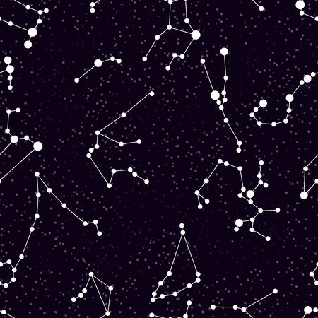 seamless pattern with sky, stars and constellation, rnament for wallpaper and fabric, wrapping paperのイラスト素材