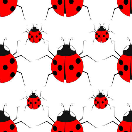 seamless pattern with red beetles, ornament for wallpaper and fabric, wrapping paper, background for...