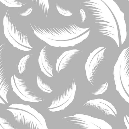 seamless pattern with feathers in monochrome colors, ornament for wallpaper and fabric, wrapping paper, scrapbooking, background for different designsのイラスト素材