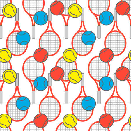 seamless tennis pattern with racquets and balls, ornament for wallpaper and fabric, wrapping paperのイラスト素材