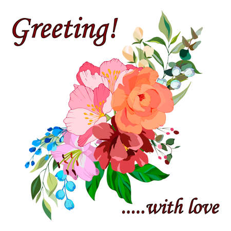 bouquet of flowers, a greeting card, a flower banner, a composition of flowersのイラスト素材