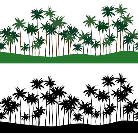 background, landscape view with palm trees, for different designsのイラスト素材