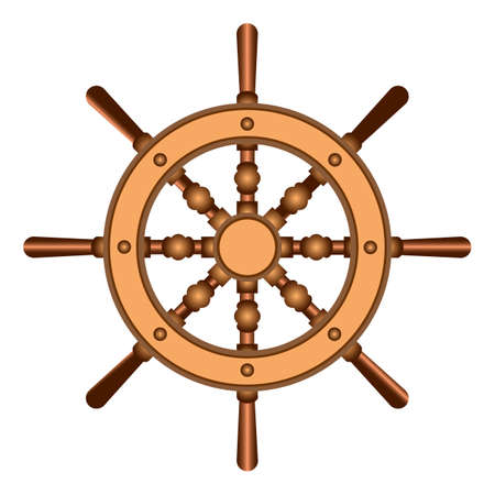 image of the steering wheel, element of the ship, isolate on a white background, vector illustrationのイラスト素材