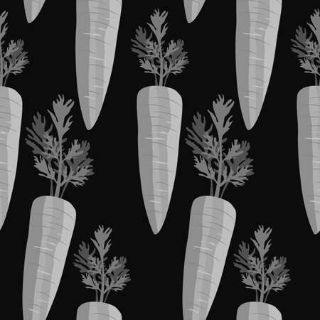 seamless pattern with pictures of carrots in monochrome colors, ornament for wallpaper and fabric, scrapbooking paper, background for different designsのイラスト素材
