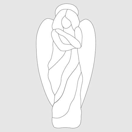 linear drawing in black and white, a sketch for stained glass, an image of angelsのイラスト素材