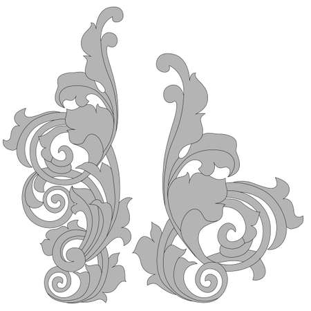 pattern in classic style, isolate on a white background, baroque ornamentのイラスト素材