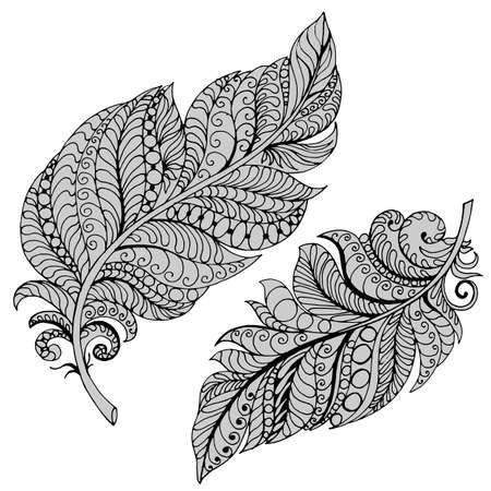 isolate on a white background, feather drawing, antistress patternのイラスト素材