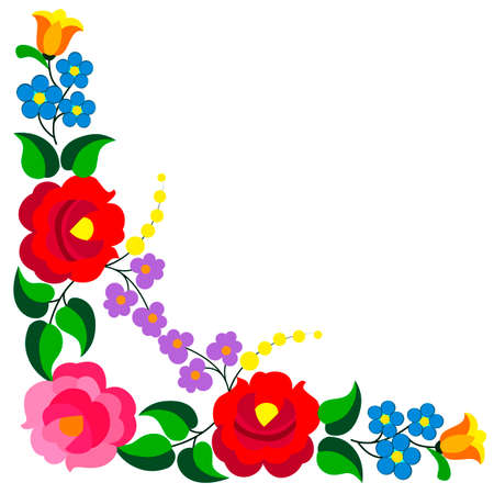 ornament of stylized flowers and leaves, floral patternsのイラスト素材