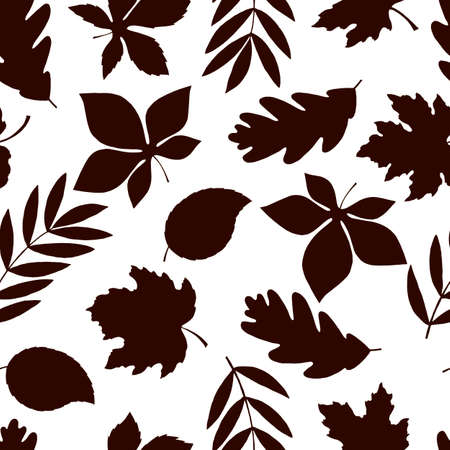 seamless pattern with leaves in monochrome colors, autumn ornamentのイラスト素材