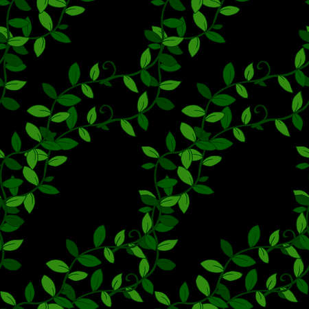seamless pattern in bright colors, branch with green leaves, creeperのイラスト素材