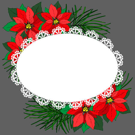 openwork background for greetings with Christmas and New Year flowersのイラスト素材