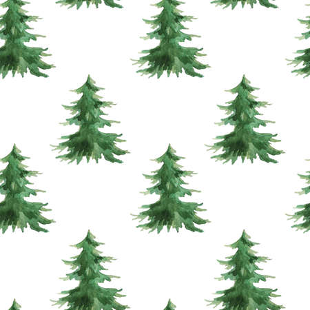 seamless pattern, watercolor illustration, with tree drawingsの写真素材
