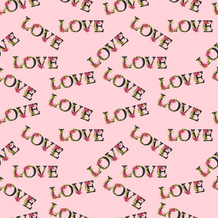 seamless pattern, wrapping paper for Valentine's Day, romantic background with floral ornamentの写真素材