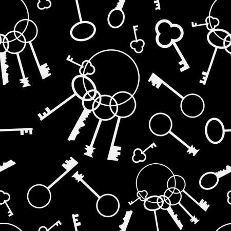 seamless pattern in monochrome colors, key wrench for doors, paper wrapperのイラスト素材
