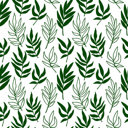 Seamless pattern with the image of tropical leaves, vector illustration, ornament for wallpaper and fabric, wrapping paperのイラスト素材