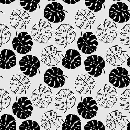Seamless pattern with the image of tropical leaves, vector illustration, ornament for wallpaper and fabric, wrapping paperのイラスト素材