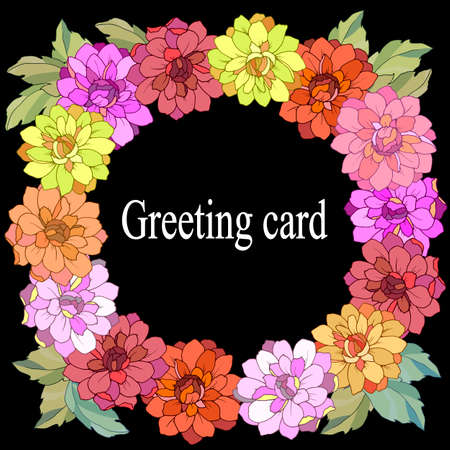 Frame with flowers in bright color.のイラスト素材