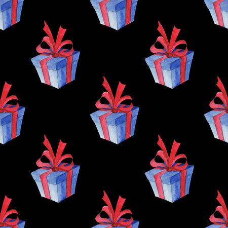 seamless pattern, watercolor illustration, gift image, ornament for fabric and wallpaper, wrapping paperの写真素材