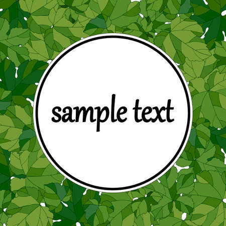 Frame with grape leaves, vector illustration, ornament for greetings and design, pattern in greenのイラスト素材