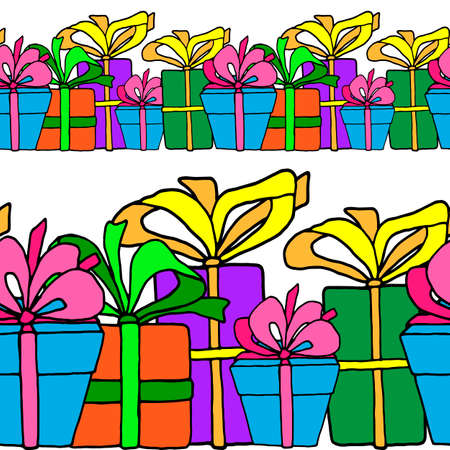 seamless pattern, vector illustrations, colorful gift pattern images, wallpaper ornament, wrapping paper, scrapbookingのイラスト素材