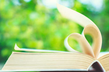 Heart from book. Love or reading conceptの写真素材