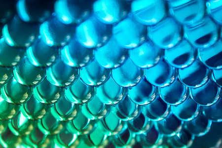 Bright blue turquoise hydrogel round shape. Macro gel balls. The concept purity, transparent, ideal and perfectionism. Beautiful classic abstract background. Perspective, geometry wallpaperの写真素材