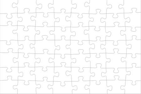 Frame made of white puzzles on light green paper. Business background. Copy space for your text or noteの写真素材