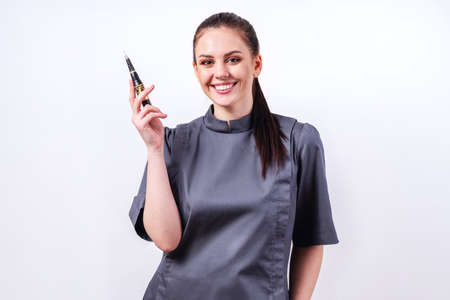 Portrait of young woman. Girl's face close up. Young skinの写真素材