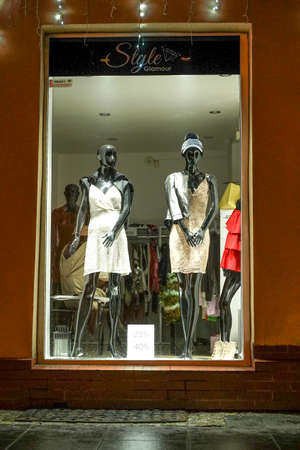 POLAND, BYDGOSZCZ - December 30, 2020: Mannequins in shop window. Dummies shows clothesのeditorial素材