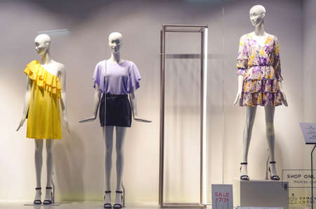 Poland, Bydgoszcz -11 August, 2021: Male mannequins in a shop window. Men's fashion. Showcaseのeditorial素材