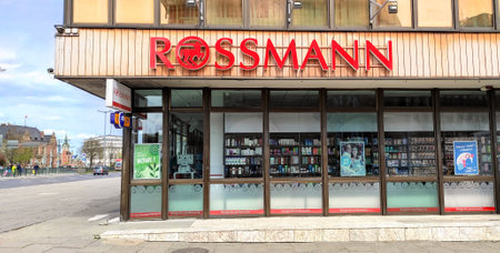 POLAND, BYDGOSZCZ - January 14, 2022: Rossmann Drogeria Parfumeria Cosmetic Shop. Signage of Germany's second-largest drug store chainのeditorial素材