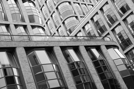 Abstract composition of fragments of facades of different buildings