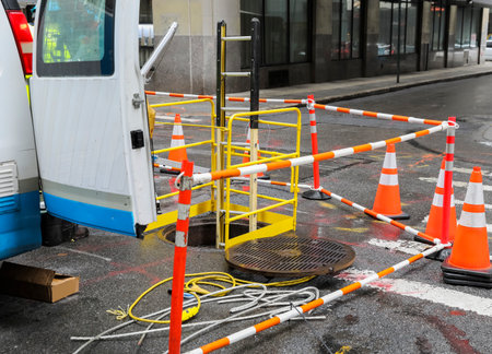 Repair of urban underground utilitiesの写真素材