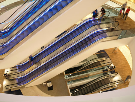 Several Escalators in a shopping centerの写真素材