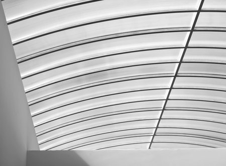 Metal construction of a shopping mall roofの写真素材