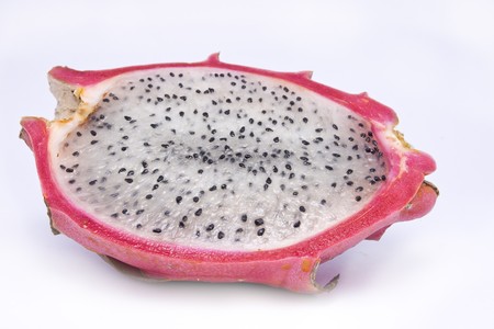 Asian exotic pitahaya(red-dragon) fruit on white backgroundの写真素材