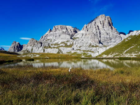 Hiking in the mountainsの写真素材
