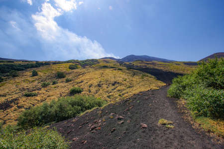 Path at the Mount Etna in Sicily.の写真素材