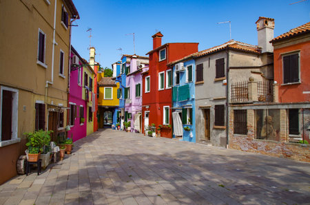 Colorful Houses of the village Murano near Venice.の写真素材
